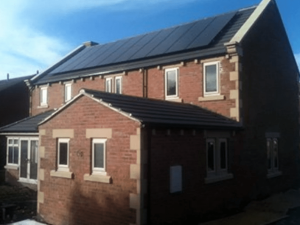 Solar panels on the roof of a UK detached house