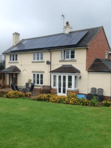 Solar panels on the roof of a UK detached house