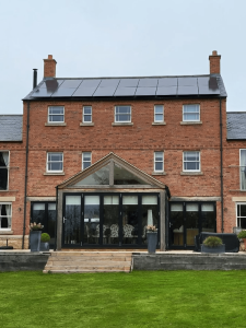 Solar panels on the roof of a UK detached house