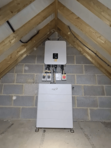 A Fox battery storage device in a loft