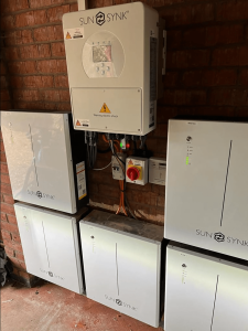 Battery storage devices in a garage